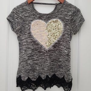 Total Girl Sequin Heart Top for Girls